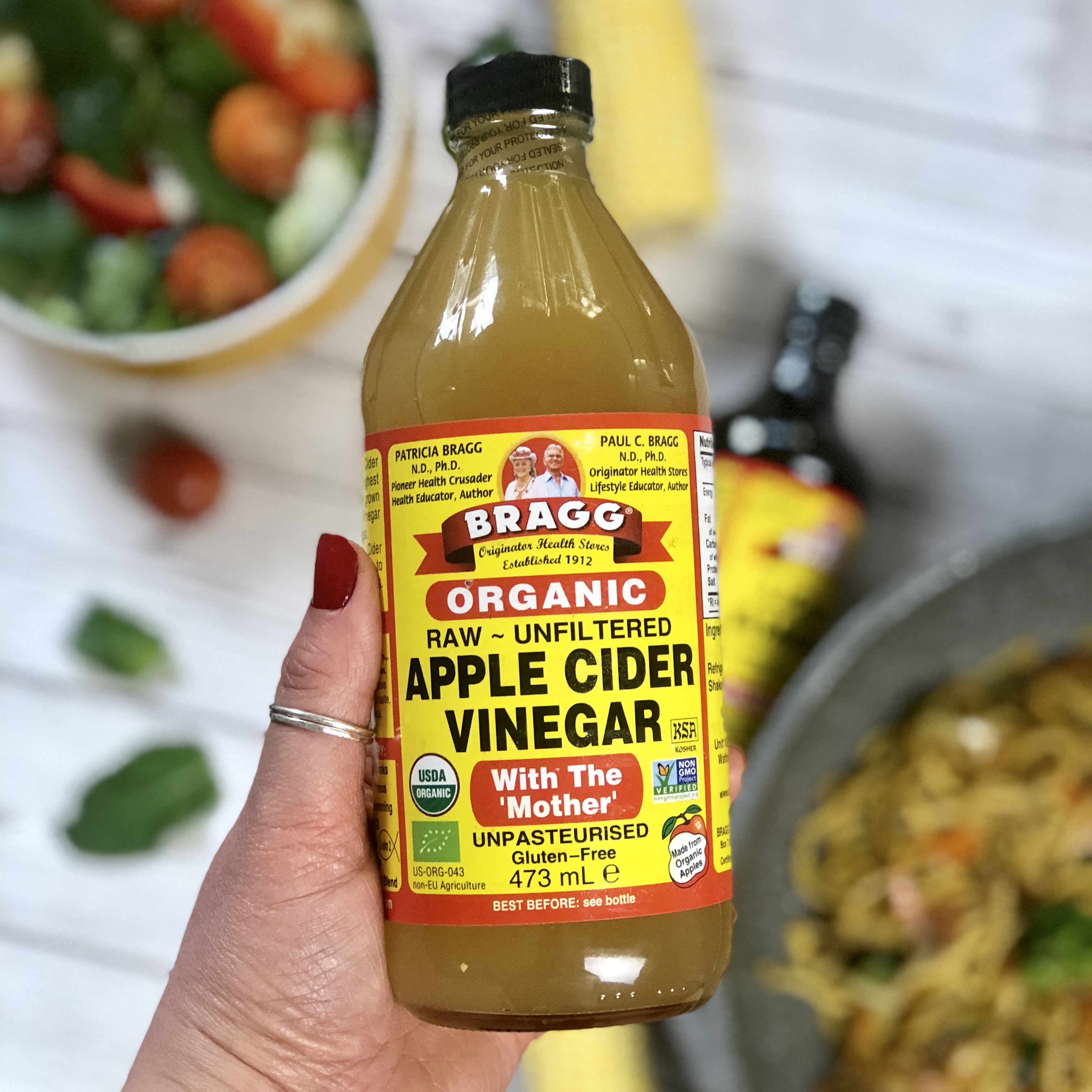 Bragg Apple Cider Vinegar and salads and foods